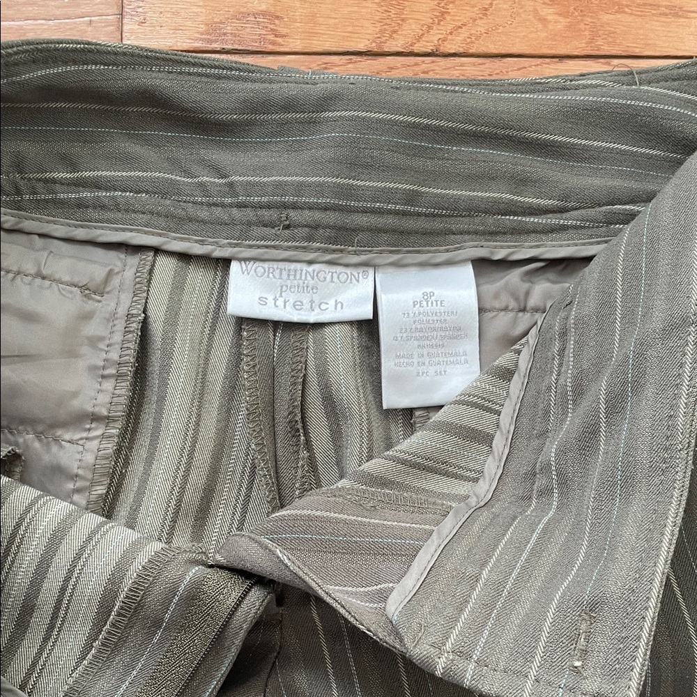 Worthington Olive and White Striped Pants - Picture 2 of 3